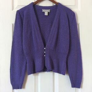 Eloquence 80's Vintage Silk & Angora Wool Blend V-neck Cardigan Sweater Purple L